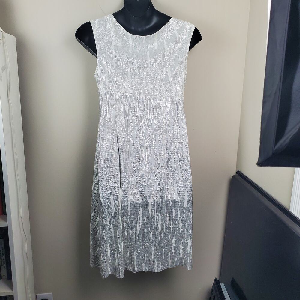 CONNECTED APPAREL | Faux Wrap | Metallic Silver | Lisa Cocktail Dress | Size 14 - Picture 2 of 8